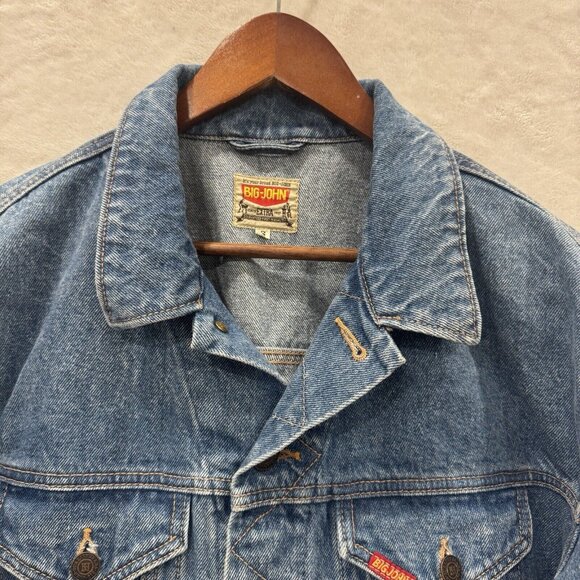 Vintage Big John Made InJapan Denim Jean Jacket S Western Motorcycle Bleached - Picture 2 of 10
